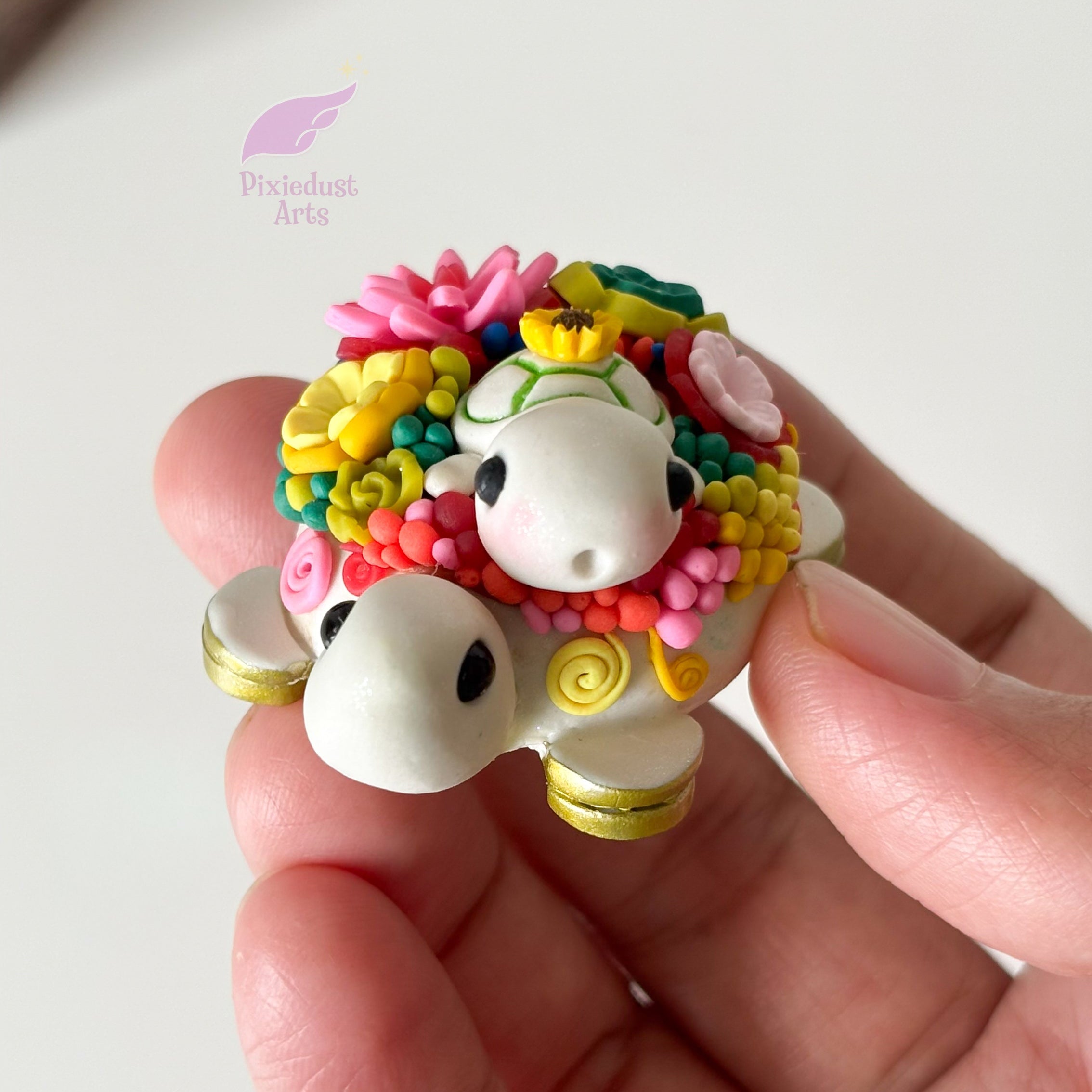 Miniature Floral Turtle fridge magnet
