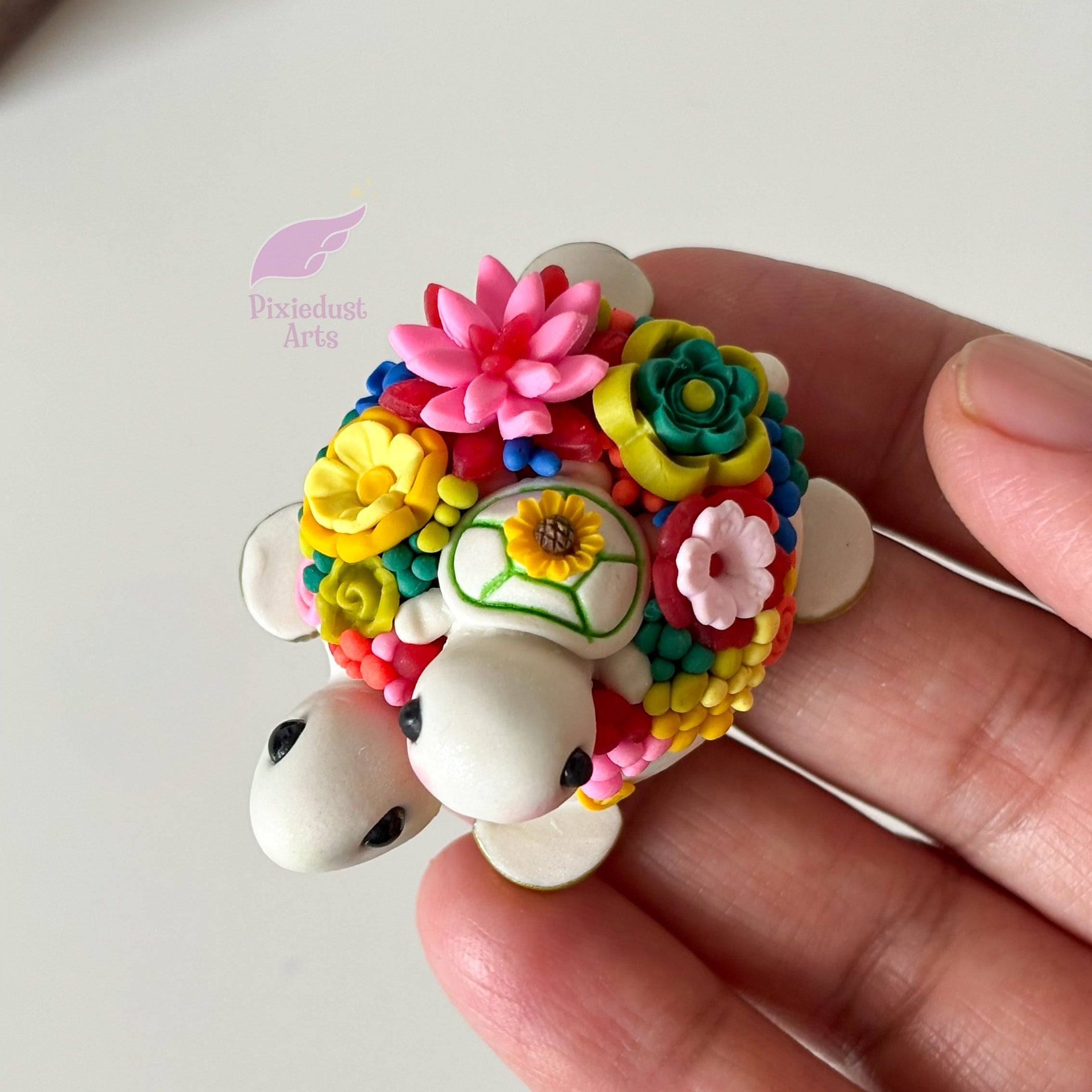 Miniature Floral Turtle fridge magnet