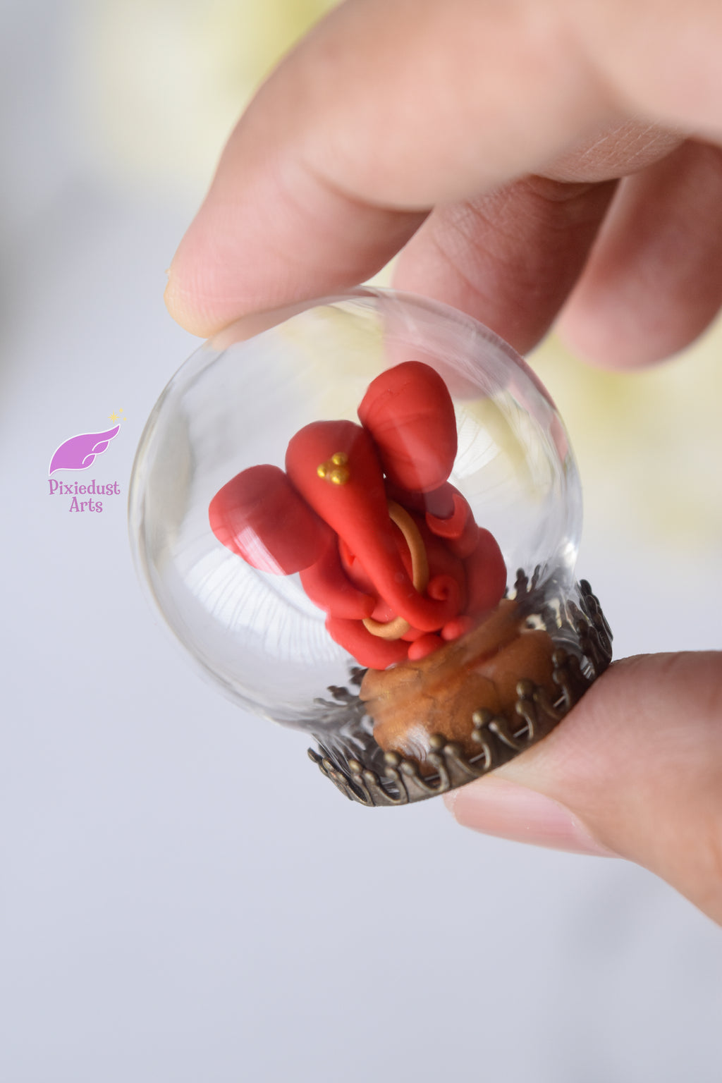 Mini Ganesha Glass Globe keepsake/ car dashboard decor