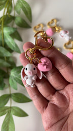 Bunny & Pink Bow Bag Charm/Keychain