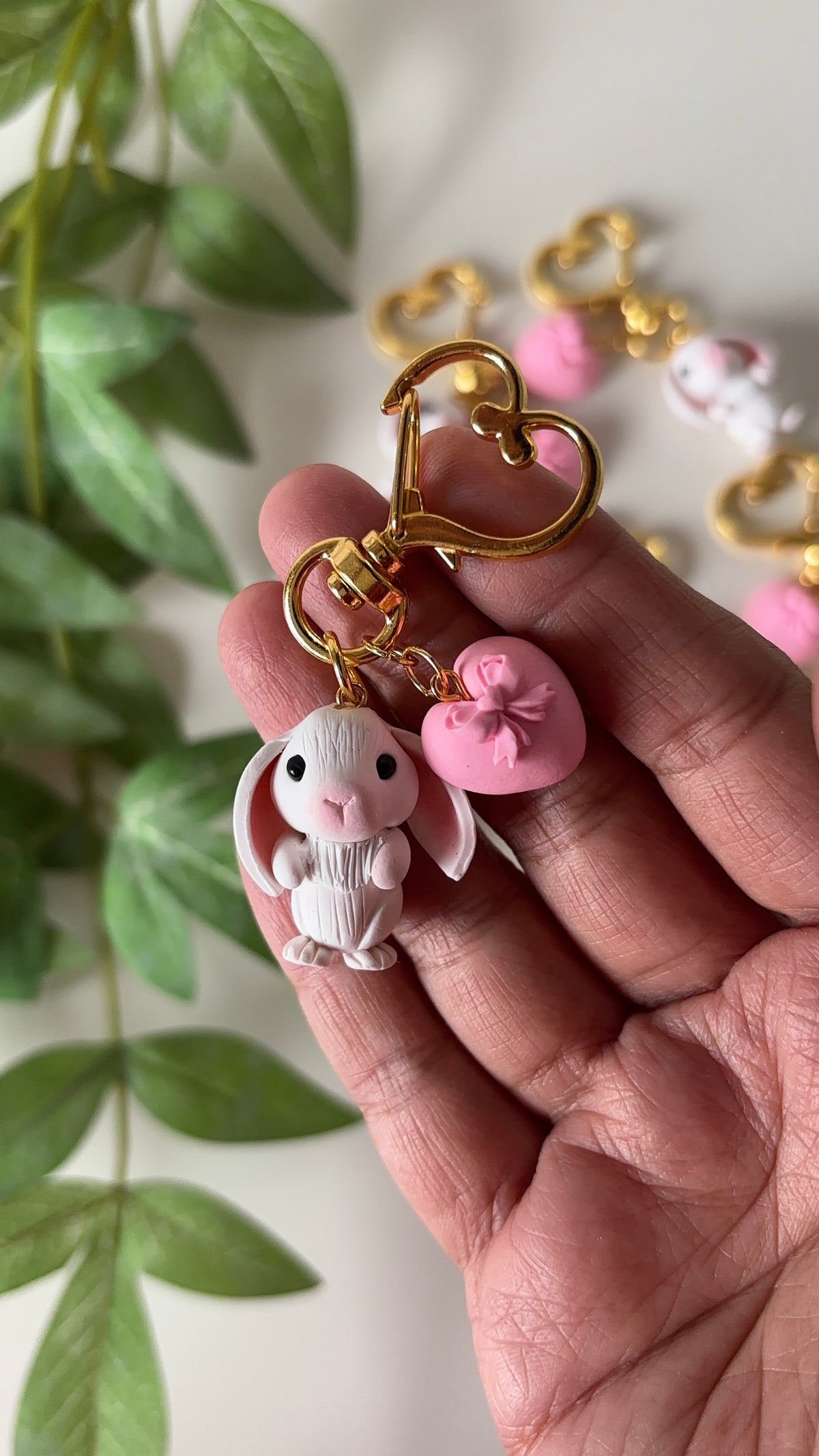 Bunny & Pink Bow Bag Charm/Keychain
