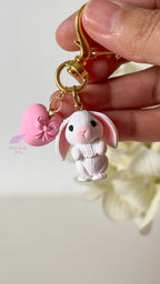 Bunny & Pink Bow Bag Charm/Keychain