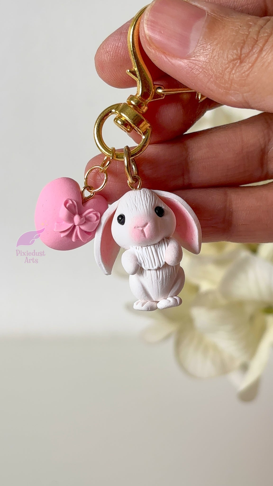 Bunny & Pink Bow Bag Charm/Keychain