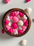 Full of Hearts wooden bowl candle
