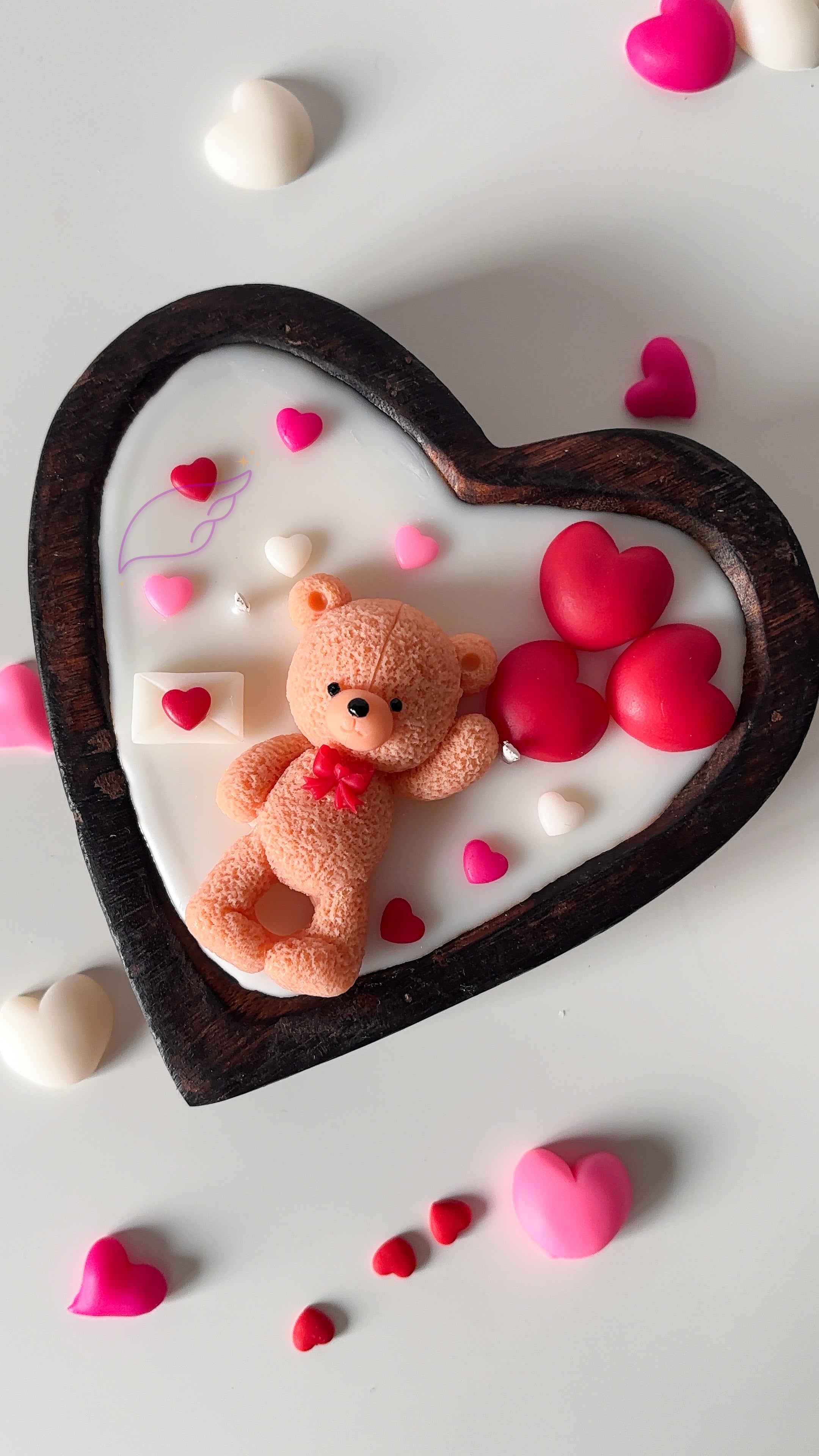 Teddy Bear Heart bowl Candle