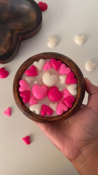 Full of Hearts wooden bowl candle